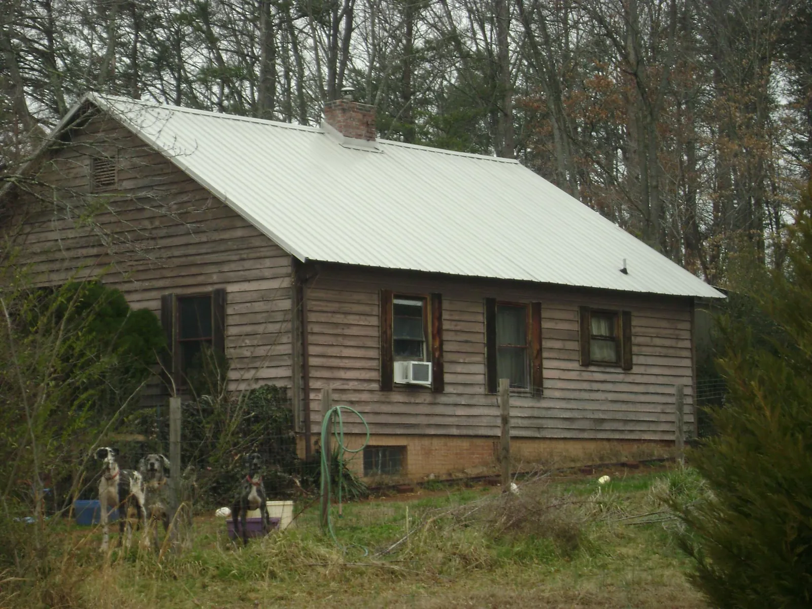 White metal roof on an old wood sided farmhouse, from a Asphalt Shingle Roof Repair job in Hazel Crest